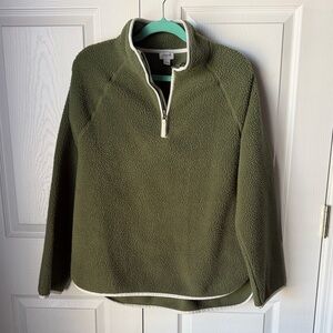 J crew factory Sage Green Fleece Quarter-Zip Top